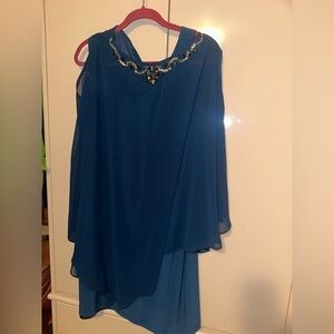 Blue midi handkerchief dress